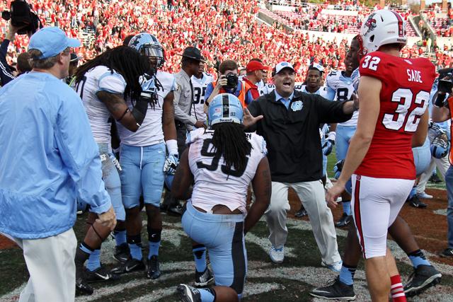 N.C. State falls to rival North Carolina at Carter-Finley Stadium Saturday, Nov. 2, 2013. The Tar Heels defeated the Wolfpack 27-19.