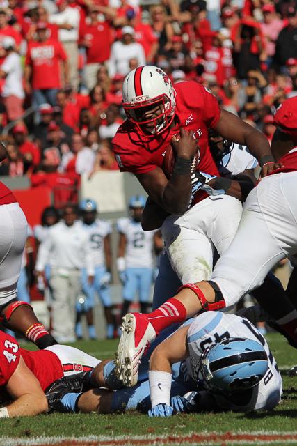 N.C. State falls to rival North Carolina at Carter-Finley Stadium Saturday, Nov. 2, 2013. The Tar Heels defeated the Wolfpack 27-19.