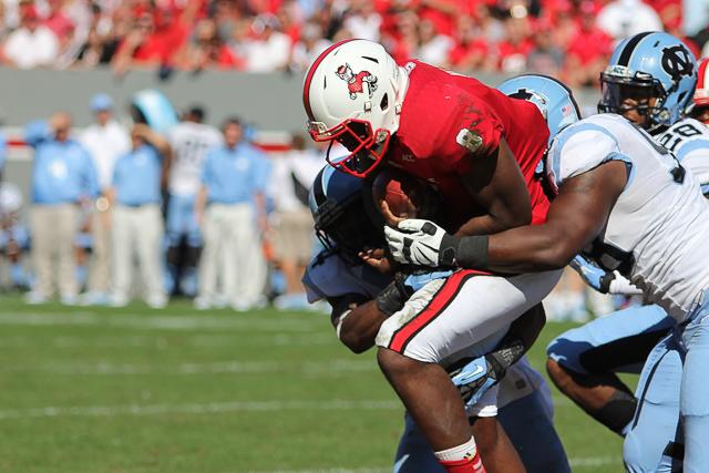 N.C. State falls to rival North Carolina at Carter-Finley Stadium Saturday, Nov. 2, 2013. The Tar Heels defeated the Wolfpack 27-19.