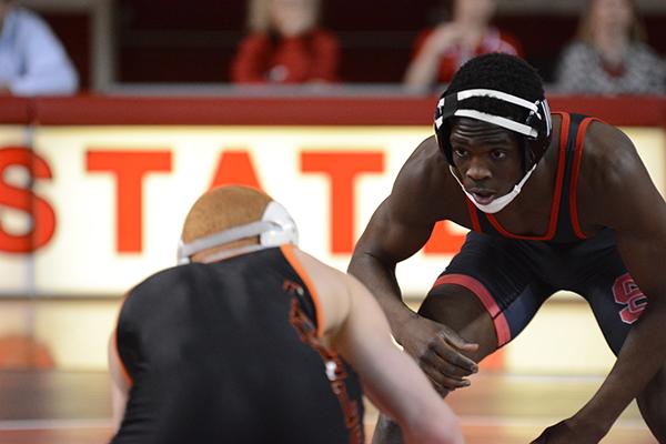 Junior Tommy Gantt squares off against Campbell on Friday in Reynolds Coliseum. The Pack defeated the Camels but fell to Virginia Tech on Sunday by one point.&#160;