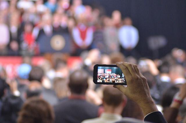 President Obama speaks on the N.C. State campus to announce the Next Generation Power Electronics Institute in the J.W. Isenhour Tennis Complex Wednesday, Jan. 15, 2013.