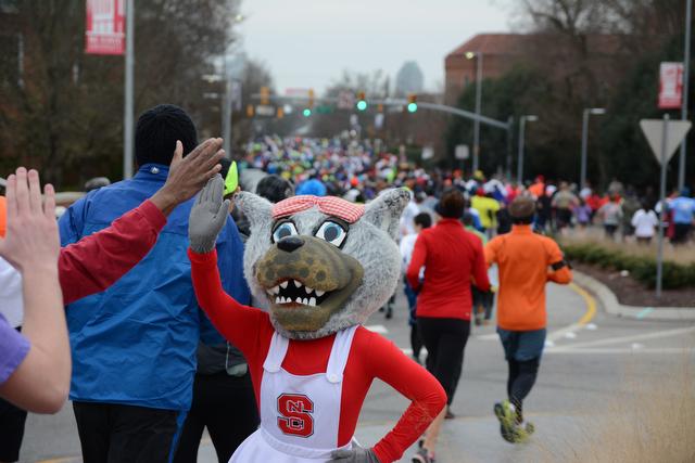 Approximately 7,700 runners participated in the 10th annual Krispy Kreme Challenge in Raleigh Saturday, Feb. 8, 2014. The event raised $200,000 for the North Carolina Children's Hospital.