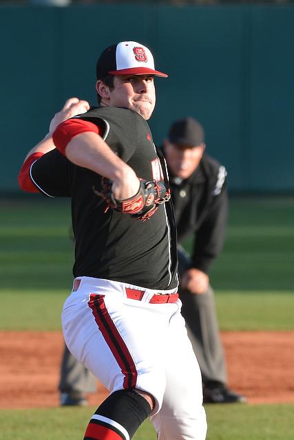 Junior pitcher Carlos Rodon throws a pitch during the first game of a three-game series against Appalachian State at Doak Field at Dail Park Friday. The Wolfpack defeated the Mountaineers, 6-5.