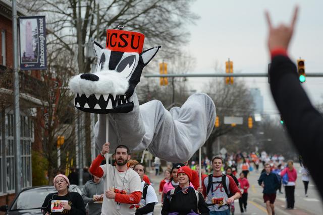 Approximately 7,700 runners participated in the 10th annual Krispy Kreme Challenge in Raleigh Saturday, Feb. 8, 2014. The event raised $200,000 for the North Carolina Children's Hospital.