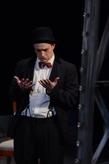 Matthew Hogan, a senior in English and film, plays Amos Hart and sings &#8220;Mister Cellophane&#8221;&#160;while looking down at his hands to make sure he is visable.