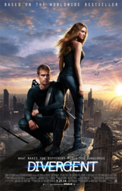 Divergent stars Shailene Woodley as Tris and Theo James as Four.