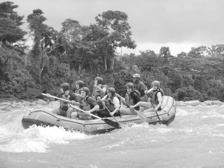 N.C. State students are pictured on their day off, white water rafting on the Napo river.&#160;