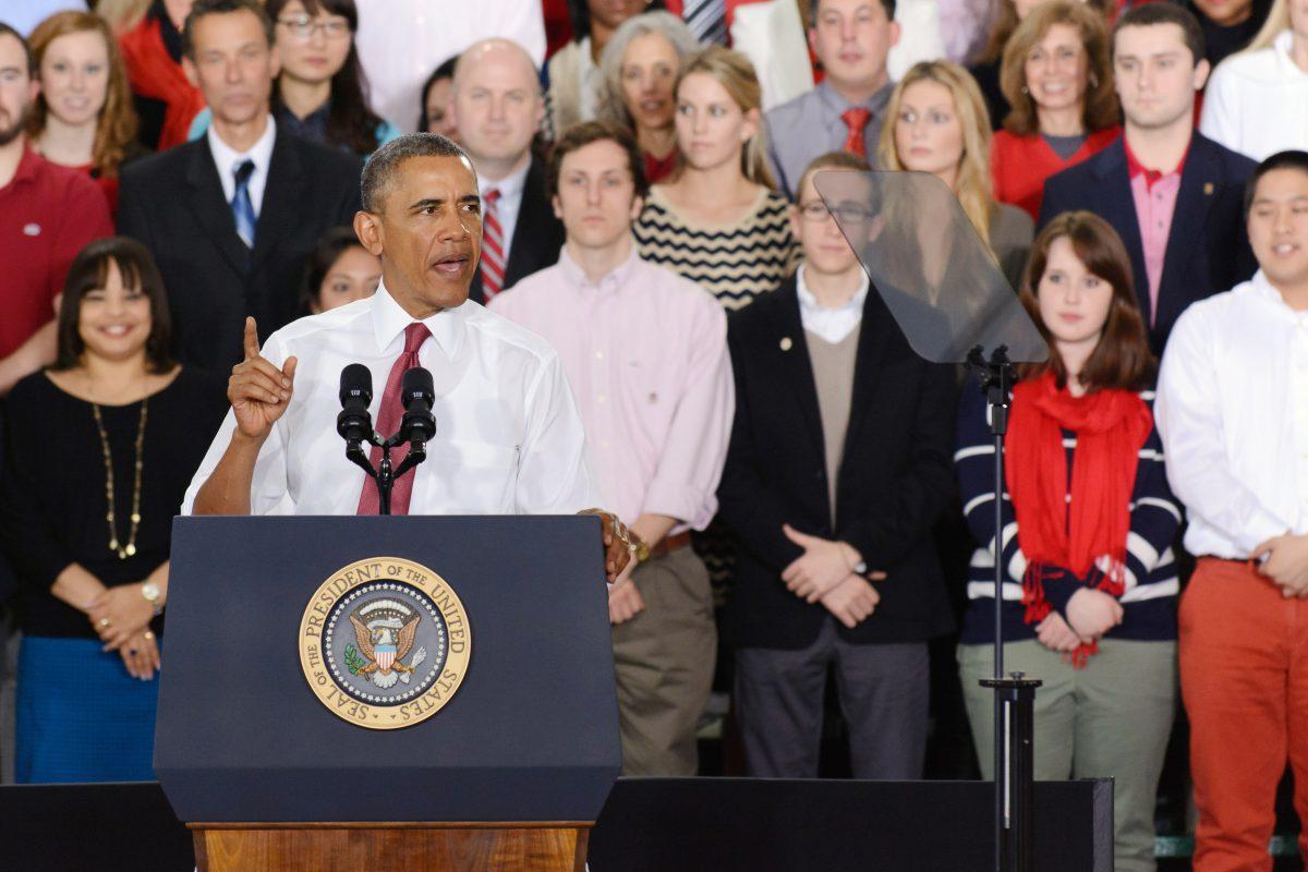 President Obama announces the Next Generation Power Electronics Institute in the J.W. Isenhour Tennis Complex Wednesday, Jan. 15, 2013.