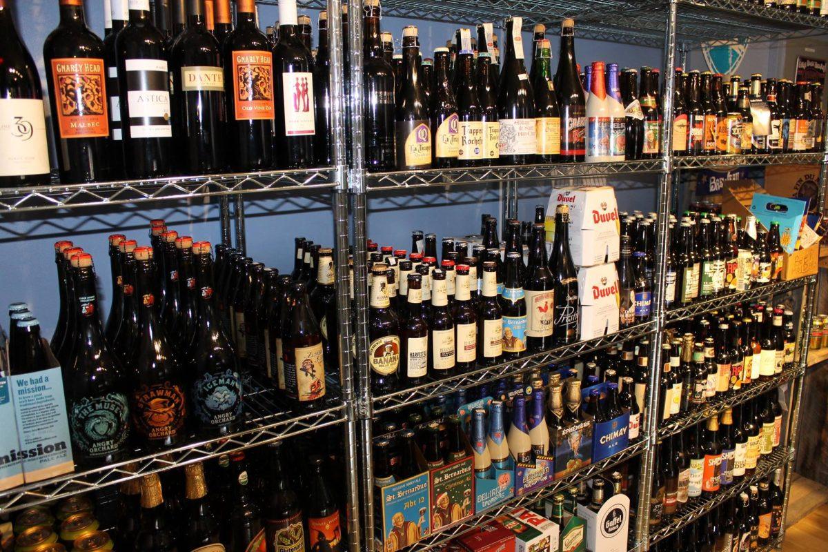 Chelsey winstead/TechnicianPaddy O&#8217;Beers keeps its shelves stocked with a variety of wines and beers. The brewery allows patrons to taste its beers and works as something of a hybrid between a grocery store and a bar.