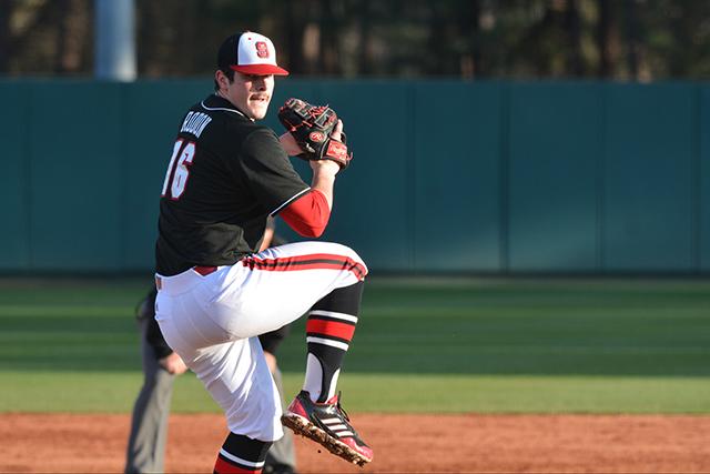 Junior pitcher Carlos Rodon winds up during the first game of a three-game series against Appalachian State on Feb. 21. The No. 12 Wolfpack defeated the Mountaineers, 6-5.&#160;