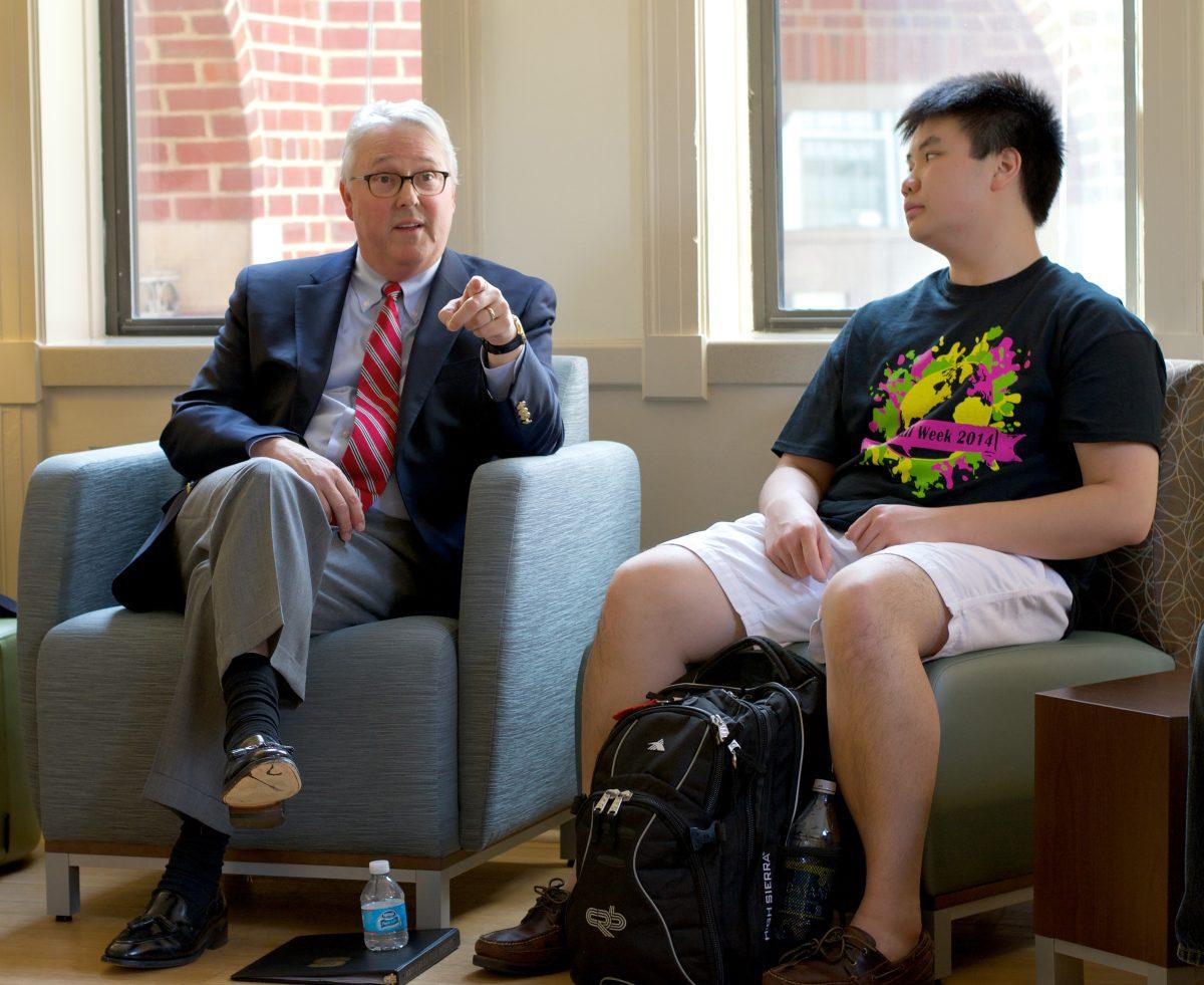 Chancellor Randy Woodson spoke to a small group of students on Friday, April 4 in Berry Hall Lounge. The question and answer styled talk covered the future of N.C. State and also touched on some concerns that the students expressed.&#160;
