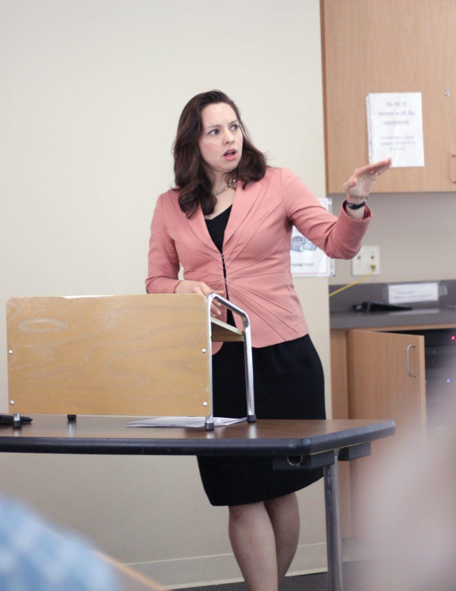 Kathleen Vogal, the incoming director for the department of science and technologies studies, talks about her up coming plans to increase student interest and research opportunities for graduate and faculty. Vogal is commune from Cornell University and will begin in July. Photo by Joannah Irvin.