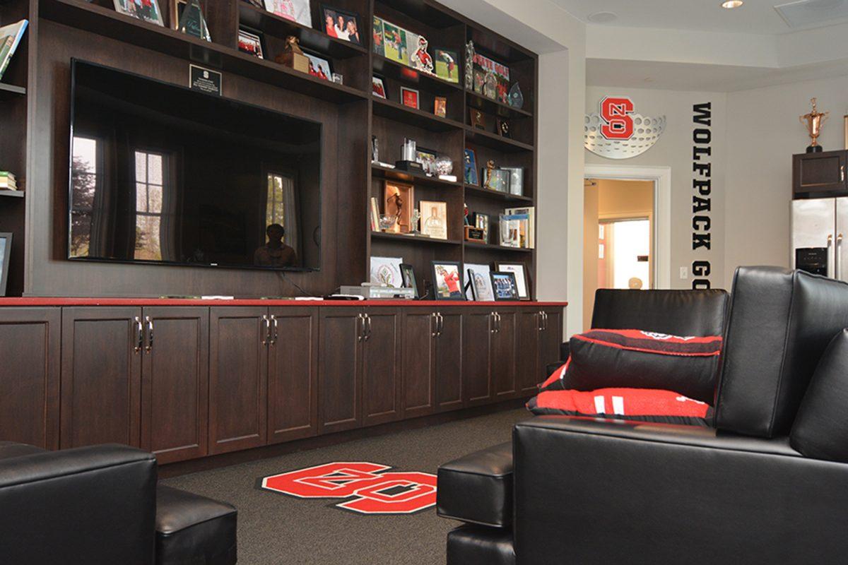 The N.C. State Golf Team player's lounge allows players to relax.