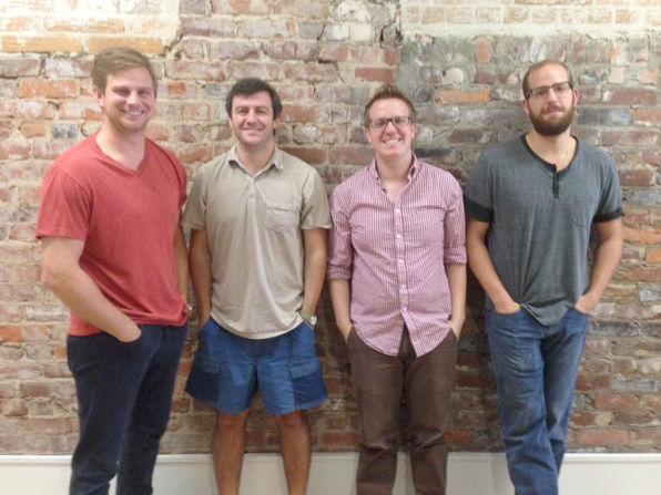 The managing staff of Bellhops, a nationwide moving company. From left to right, Cameron Doody, co-founder and chairman, Matt Patterson, chief operating officer, Adam Haney. chief technology officer, and Steven Vlahos, co-founder and CEO. Its website is&#160; www.getbellhops.com.