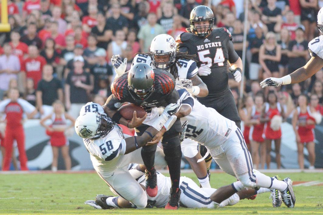 Redshirt junior quarterback Jacoby Brissett runs the ball during the game against Old Dominion Saturday, Sept. 6, 2014. The Wolfpack defeated the Monarchs, 46-34. Photo by John Joyner.