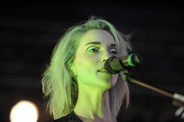 Lead singer of St. Vincent performs in downtown Raleigh's City Plaza during Hopscotch Music Festival Friday, September 5, 2014. Hopscotch celebrated it's fifth Anniversary with more than 150 bands.&#160;