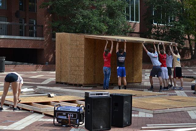 The 2014 Shack-a-Thon returned to the Brickyard Sept. 22-26. The annual event, in which 20 student groups build and inhabit shacks 24 hours a day for 5 days, raises money for the Wake County Habitat for Humanity to build homes locally and abroad.