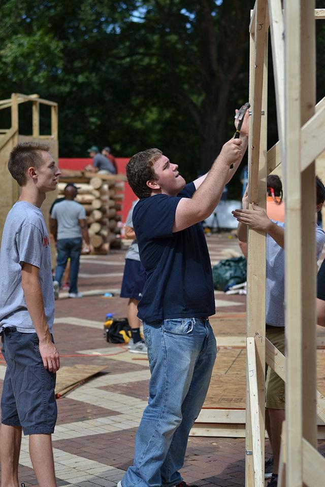 The 2014 Shack-a-Thon returned to the Brickyard Sept. 22-26. The annual event, in which 20 student groups build and inhabit shacks 24 hours a day for 5 days, raises money for the Wake County Habitat for Humanity to build homes locally and abroad.