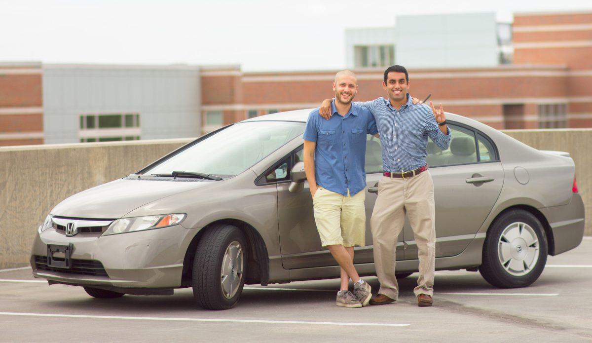 Arjun Aravindan and Tomer Shvueli, both seniors in computer science, have entered into the world of ride sharing with their NC State based app, Campus Cruizer. Competing with Uber and Lyft has pushed the duo to release a newer, more seamless version of their previsious application. Photo by Ben Leeds