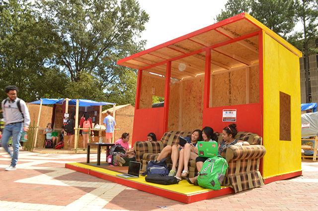 The 2014 Shack-a-Thon returned to the Brickyard Sept. 22-26. The annual event, in which 20 student groups build and inhabit shacks 24 hours a day for 5 days, raises money for the Wake County Habitat for Humanity to build homes locally and abroad.