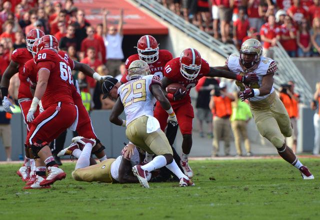 The Wolfpack put a valiant effort against the No. Seminoles Saturday, leading through the majority of regulation time, but eventually dropping the game 56-41. Quarterback Jacoby Brissett had a stellar performance, tossing 31-of-48 for 359 yards with 3 TDs.