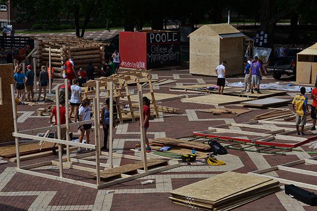 The 2014 Shack-a-Thon returned to the Brickyard Sept. 22-26. The annual event, in which 20 student groups build and inhabit shacks 24 hours a day for 5 days, raises money for the Wake County Habitat for Humanity to build homes locally and abroad.