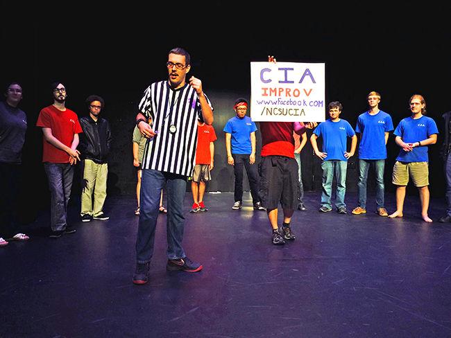 Jonathan Elmore, a junior in creative writing, leads an act at the Comedic Improvisational Alliance&#8217;s performance Friday in Thompson Hall. The CIA&#8217;s next performance will be at the annual NC State campout.