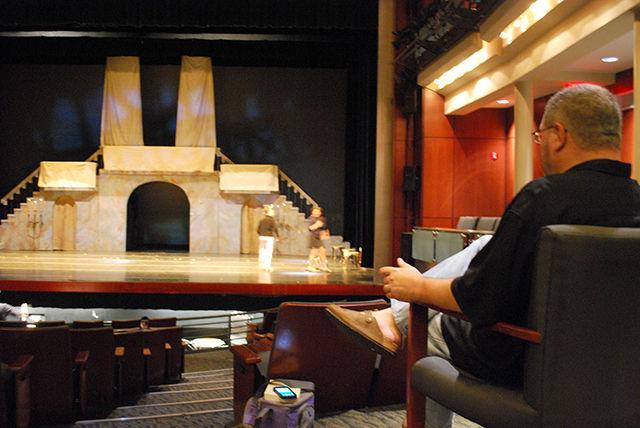 NC State professor of art and design J. Mark Scearce watches a rehearsal of his production Dracula at the Carolina Ballet in downtown Raleigh Wednesday.