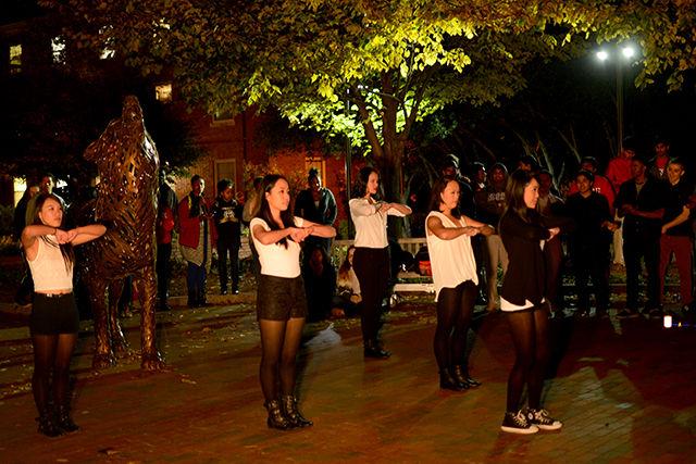 Kappa Phi Lambda performing at the Multicultural Greek Council Yard Show at Wolf Plaza on Monday night.