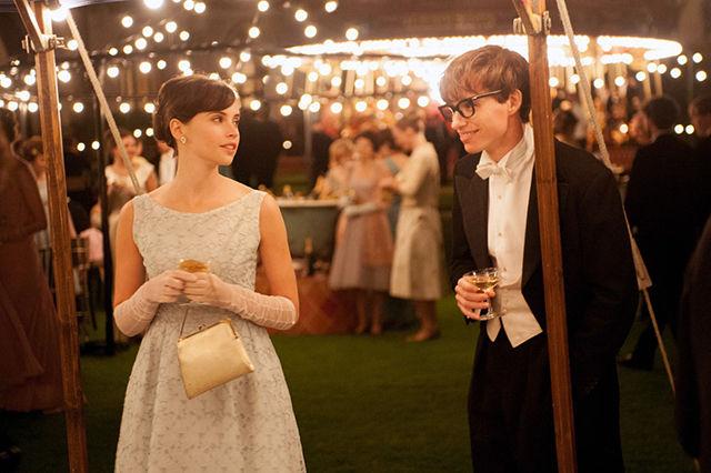 Felicity Jones (left) and Eddie Redmayne (right) play Jane and Stephen Hawking, respectively, in The Theory of Everything.