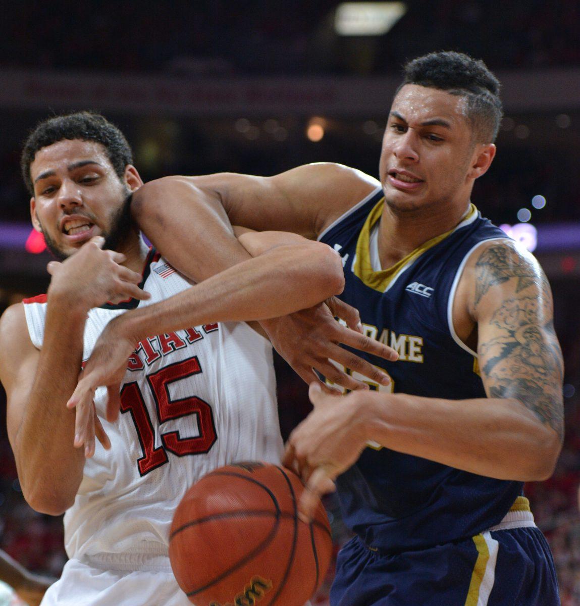 The NC State men's basketball team looked to upset No. 8 Notre Dame Jan. 25 in PNC Arena only to fall short 81-78 in overtime. After trailing 42-30 at the half, the Fighting Irish slowly climbed back into the game and were able to force overtime play on a bucket by V.J. Beacham with 1.8 seconds remaining in regulation. A last-second 3-point attempt to force double overtime by redshirt junior Trevor Lacey was easily blocked to end the game.