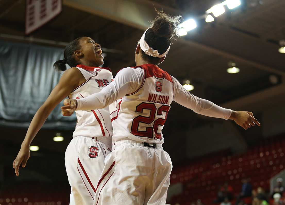 The NC State women's basketball team won their ACC home opener, defeating Virginia Tech 73-59 Thursday evening, Jan. 8 in Reynolds Coliseum. Sophomore guard Miah Spencer and redshirt sophomore guard Dominique Wilson each had career-high point performances, Spencer finishing with 21 and Wilson with 24. The Pack returns to Reynolds Saturday afternoon to face off with Clemson.