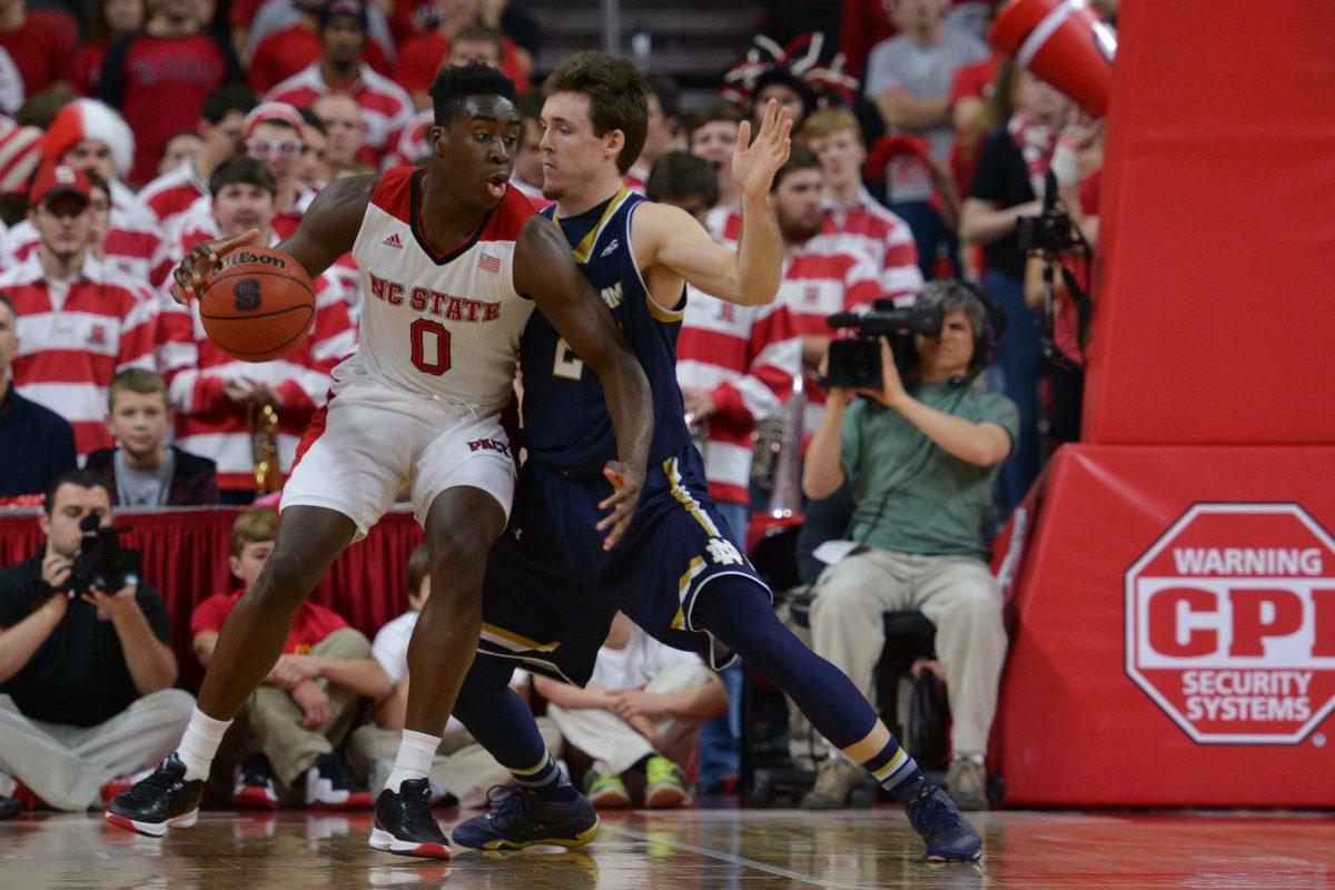 The NC State men's basketball team looked to upset No. 8 Notre Dame Jan. 25 in PNC Arena only to fall short 81-78 in overtime. After trailing 42-30 at the half, the Fighting Irish slowly climbed back into the game and were able to force overtime play on a bucket by V.J. Beacham with 1.8 seconds remaining in regulation. A last-second 3-point attempt to force double overtime by redshirt junior Trevor Lacey was easily blocked to end the game.