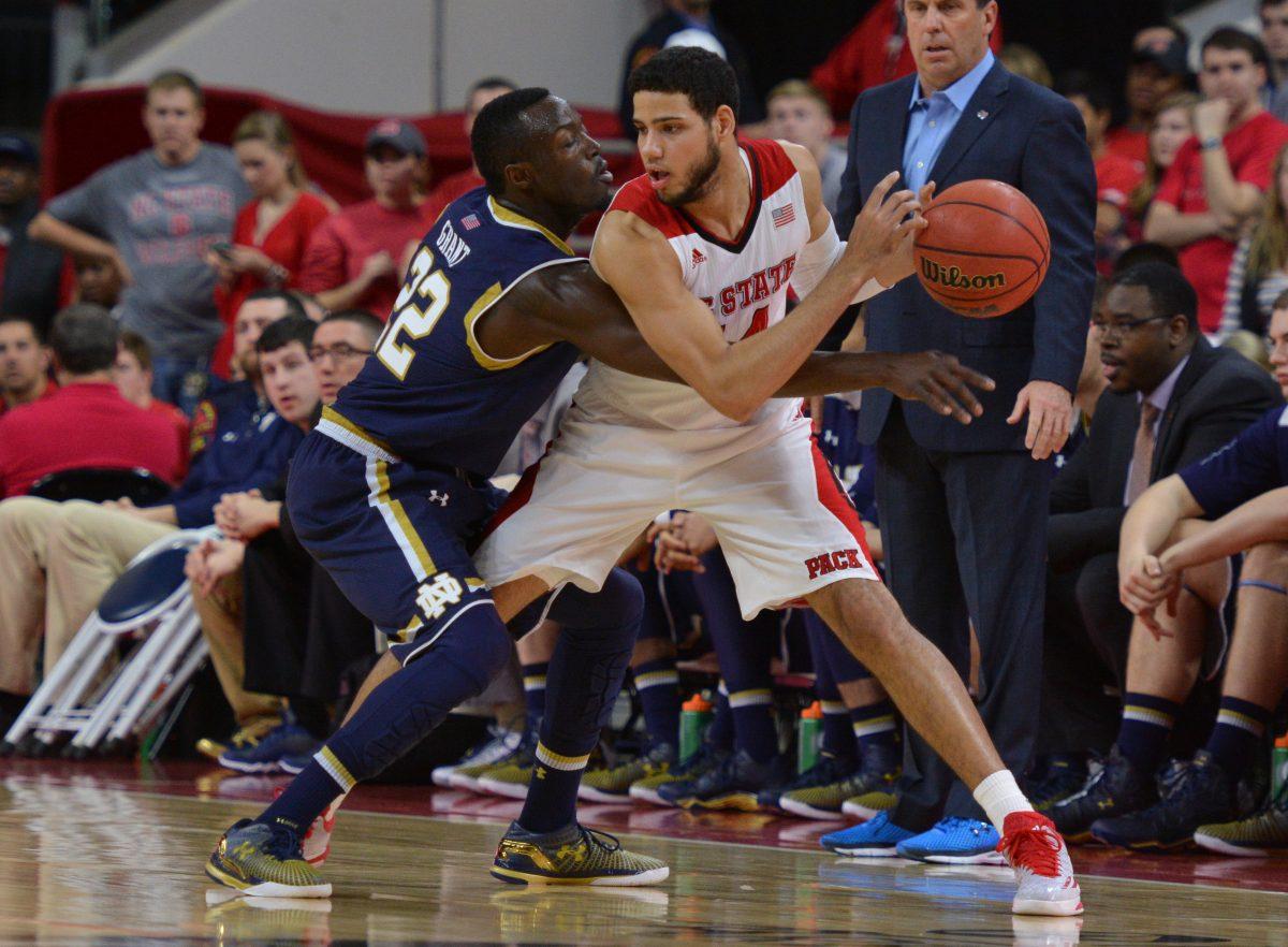 The NC State men's basketball team looked to upset No. 8 Notre Dame Jan. 25 in PNC Arena only to fall short 81-78 in overtime. After trailing 42-30 at the half, the Fighting Irish slowly climbed back into the game and were able to force overtime play on a bucket by V.J. Beacham with 1.8 seconds remaining in regulation. A last-second 3-point attempt to force double overtime by redshirt junior Trevor Lacey was easily blocked to end the game.
