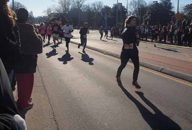The Krispy Kreme Challenge, which has racers run from the Bell Tower to Krispy Kreme eat a dozen glazed donuts, and run back, took place on Saturday, Feb. 14, 2015. An N.C. State student in the intensive English program, Ghassan Al-Hadhrami, won the race with a time of 28 minutes and 50 seconds.
