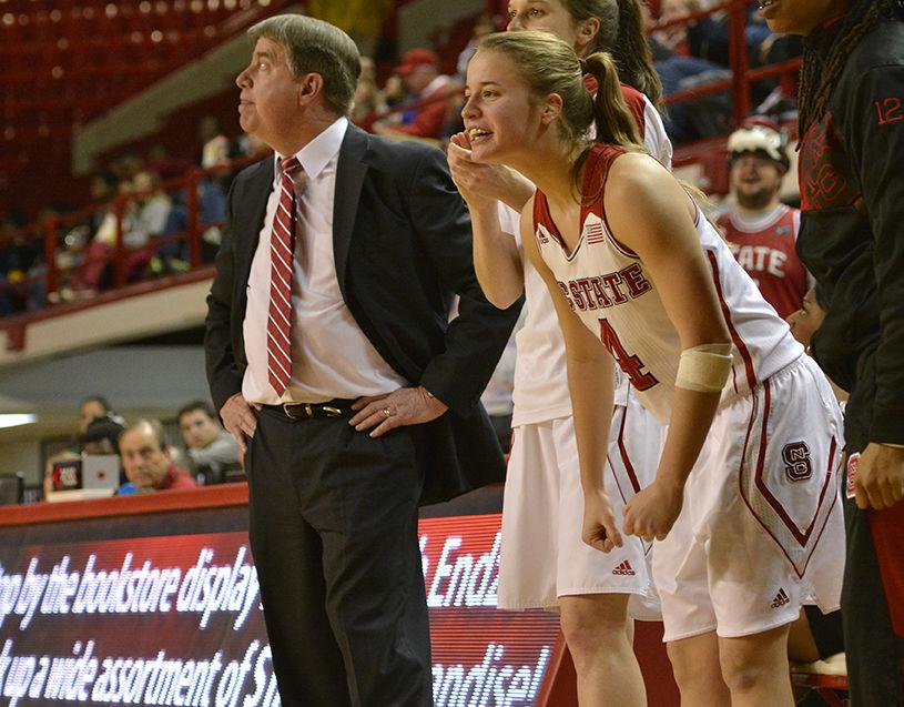 Coming into the second half on an 18-point deficit, the NC State women's basketball team managed to topple Miami 68-65 Feb. 19, 2015 in Reynolds Coliseum. Senior guard Len'Nique Brown-Hoskin nailed a deep three-point shot in the last 20 seconds of play to end the game.