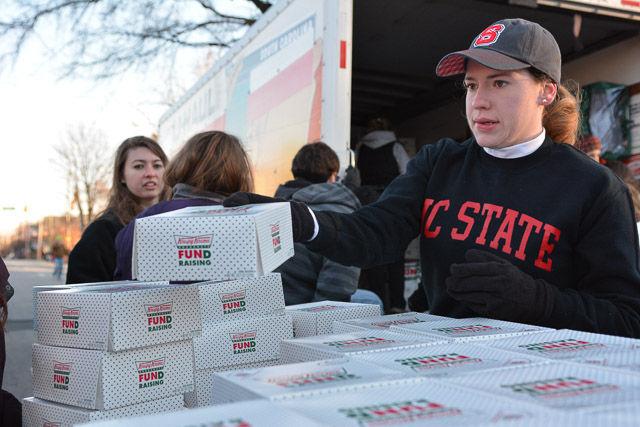The Krispy Kreme Challenge, which has racers run from the Bell Tower to Krispy Kreme eat a dozen glazed donuts, and run back, took place on Saturday, Feb. 14, 2015. An N.C. State student in the intensive English program, Ghassan Al-Hadhrami, won the race with a time of 28 minutes and 50 seconds.