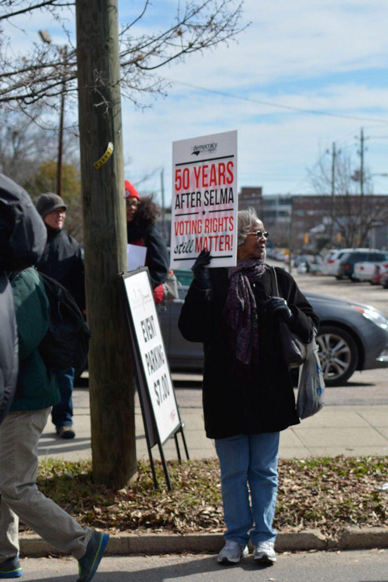 Thousands of protestors marched through downtown Raleigh Saturday morning, Feb. 14 for the 'Historic Thousands on Jones St.' march. The annual rally attracted citizens from around the state who gathered to express their dissatisfaction with a number of policies surrounding topics such as reproductive rights, workers' conditions, GLBT equality, and religious freedom.