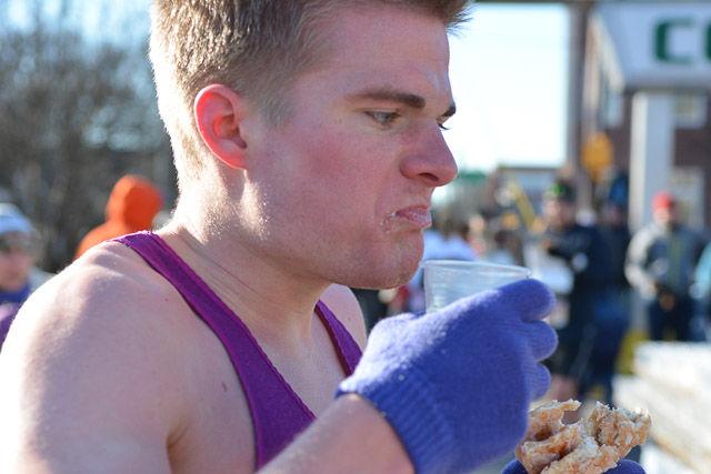 The Krispy Kreme Challenge, which has racers run from the Bell Tower to Krispy Kreme eat a dozen glazed donuts, and run back, took place on Saturday, Feb. 14, 2015. An N.C. State student in the intensive English program, Ghassan Al-Hadhrami, won the race with a time of 28 minutes and 50 seconds.