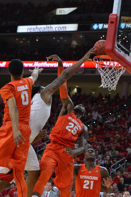 The N.C. State men's basketball team defeated the Syracuse Orange Saturday, March 7, 2015 at PNC Arena 71-57. With the win against the Orange the Wolfpack clenched a number 7 seed in the ACC tournament.