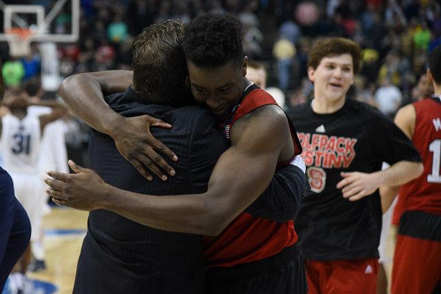 N.C. State defeats 1 seed Villanova in the third round of the NCAA Men's Basketball Tournament in Pittsburgh, PA Saturday, Mar. 21, 2015. The Wolfpack will face the winner of Louisville vs Northern Iowa in their Sweet Sixteen matchup in Syracuse, NY.