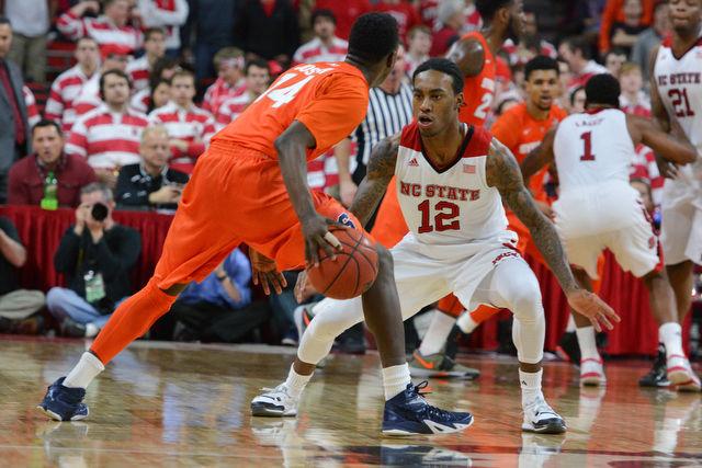 The N.C. State men's basketball team defeated the Syracuse Orange Saturday, March 7, 2015 at PNC Arena 71-57. With the win against the Orange the Wolfpack clenched a number 7 seed in the ACC tournament.