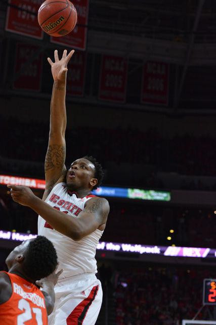 The N.C. State men's basketball team defeated the Syracuse Orange Saturday, March 7, 2015 at PNC Arena 71-57. With the win against the Orange the Wolfpack clenched a number 7 seed in the ACC tournament.