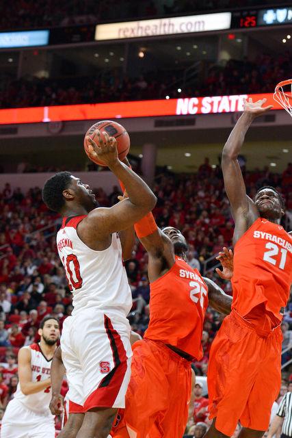 The N.C. State men's basketball team defeated the Syracuse Orange Saturday, March 7, 2015 at PNC Arena 71-57. With the win against the Orange the Wolfpack clenched a number 7 seed in the ACC tournament.