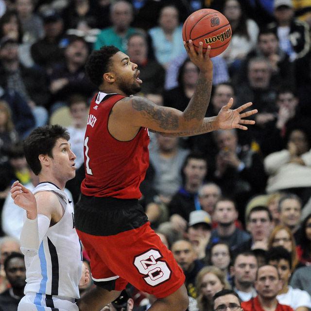 N.C. State defeats 1 seed Villanova in the third round of the NCAA Men's Basketball Tournament in Pittsburgh, PA Saturday, Mar. 21, 2015. The Wolfpack will face the winner of Louisville vs Northern Iowa in their Sweet Sixteen matchup in Syracuse, NY.