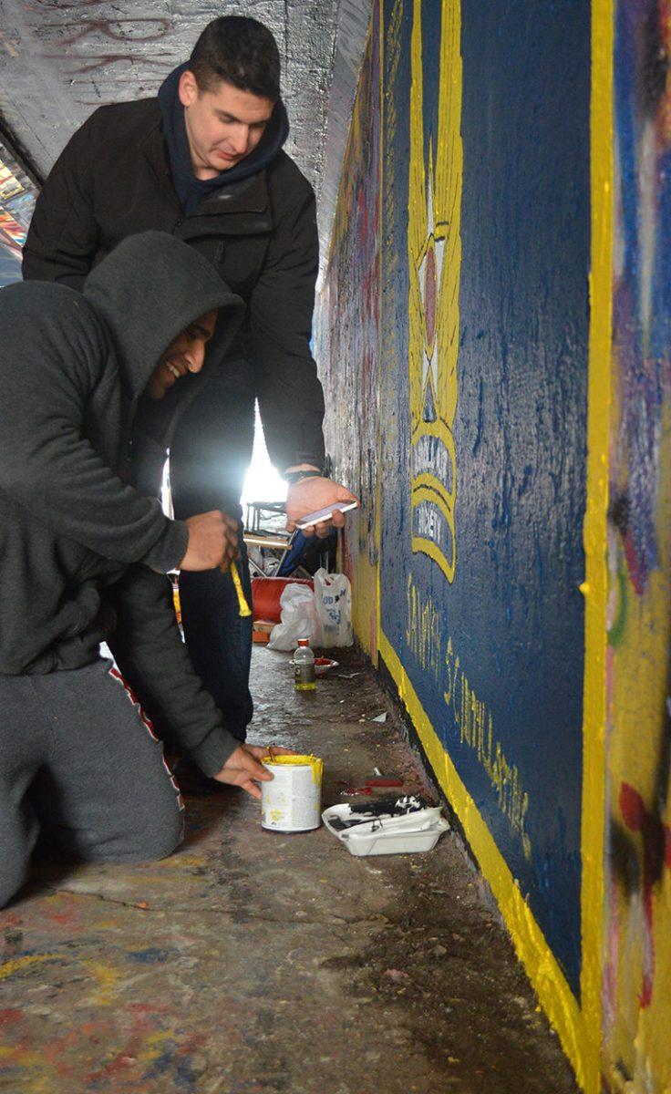 Students who were attempting to join the Arnold Air Society went through initiation which included a mural in the free expression tunnel.