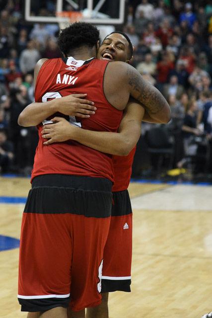 N.C. State defeats 1 seed Villanova in the third round of the NCAA Men's Basketball Tournament in Pittsburgh, PA Saturday, Mar. 21, 2015. The Wolfpack will face the winner of Louisville vs Northern Iowa in their Sweet Sixteen matchup in Syracuse, NY.