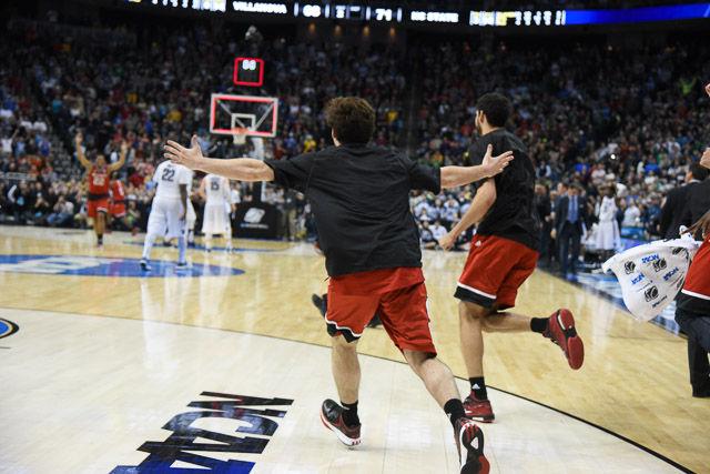 N.C. State defeats 1 seed Villanova in the third round of the NCAA Men's Basketball Tournament in Pittsburgh, PA Saturday, Mar. 21, 2015. The Wolfpack will face the winner of Louisville vs Northern Iowa in their Sweet Sixteen matchup in Syracuse, NY.