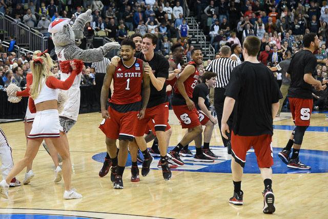 N.C. State defeats 1 seed Villanova in the third round of the NCAA Men's Basketball Tournament in Pittsburgh, PA Saturday, Mar. 21, 2015. The Wolfpack will face the winner of Louisville vs Northern Iowa in their Sweet Sixteen matchup in Syracuse, NY.
