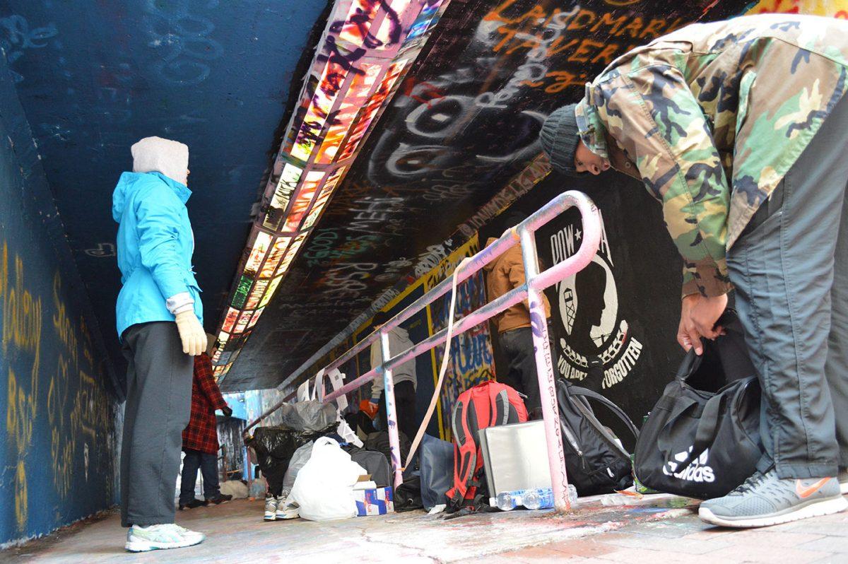 Students who were attempting to join the Arnold Air Society went through initiation which included a mural in the free expression tunnel.
